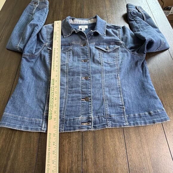 Croft & Barrow Jean Jacket Blue Denim Button Up Women’s Size Large 4 Pocket - Picture 4 of 8